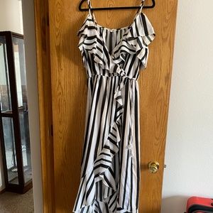 High-Low Dress with waist cinch and peek-a-boo shoulders